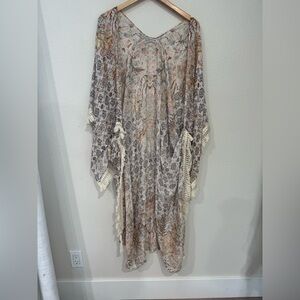 Multicolor Floral Fringe Kimono One size fits all